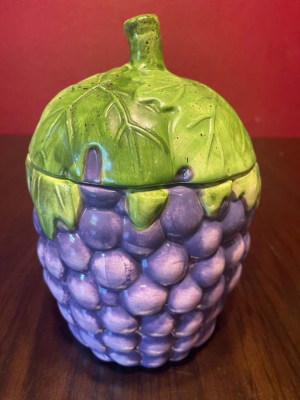 Ceramic Grape Cluster Cookie Jar